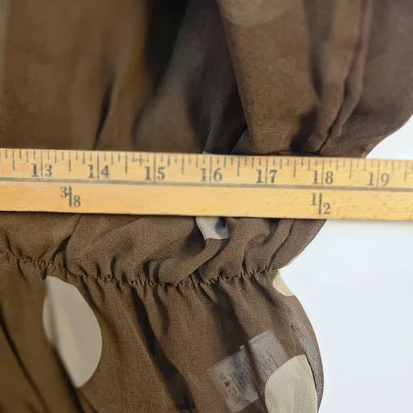 Parker Sheer Polka Dot Shirred Blouse Small - Picture 5 of 8